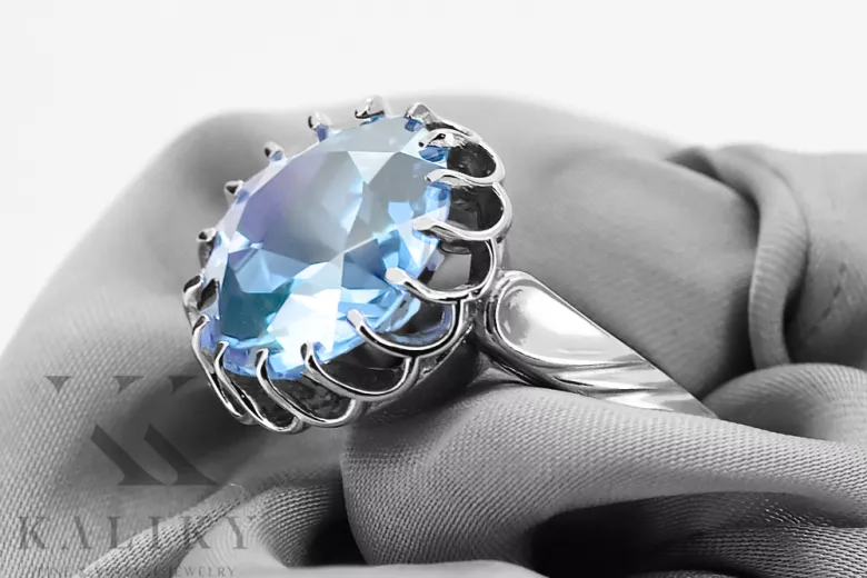Sterling silver 925 Aquamarine Ring Vintage craft vrc035s